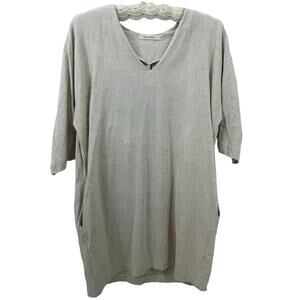 Linen Short Dress Cream Ellison Into The Field Women Size Small Minimalist Soft